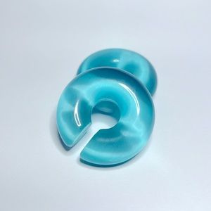 Sky Blue Glass Ear Hangers - 5/8” (16mm)